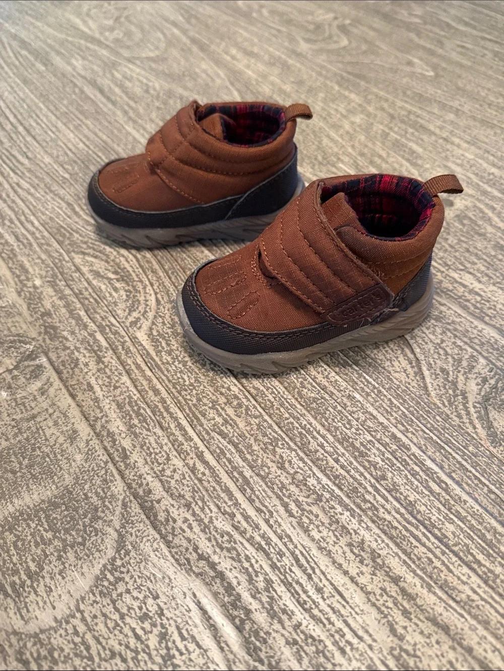 Carter’s Kids Brown Winter Velcro Strap Outdoor Hiking Snow Boots Shoes